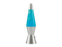 Lavalampe LED Silber, blaue Flüssigkeit & weißes Wachs