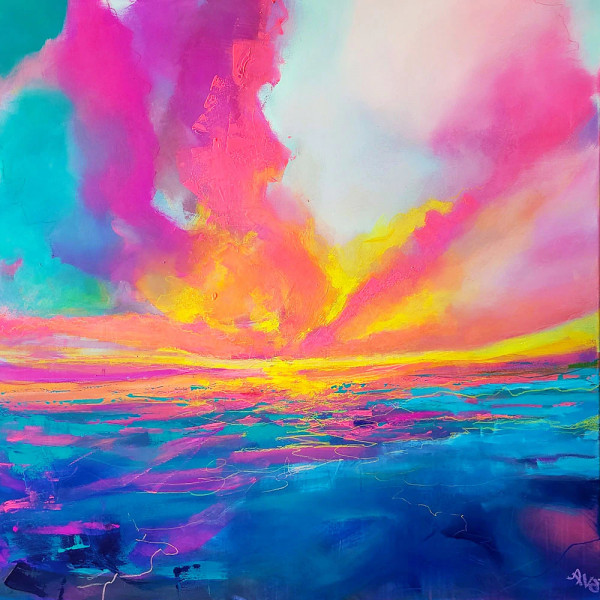 Yellow Burst Sunset - Decoupage Papier