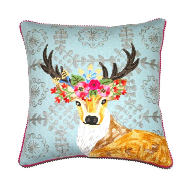 Hirsch - Kissen graublau