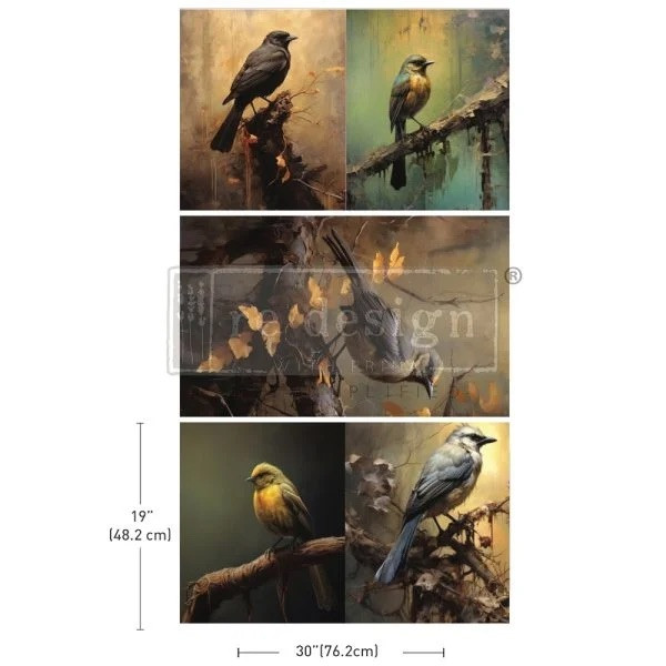 3er Set Découpage Paper "Avian Dreamscape"