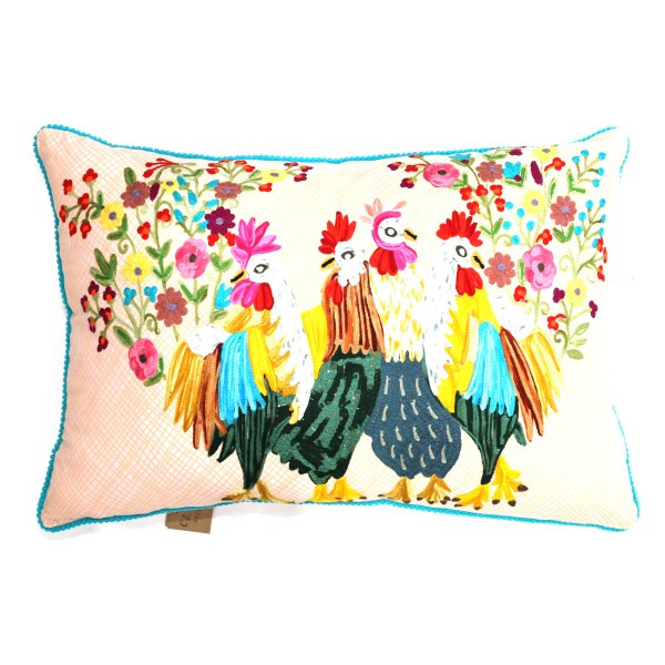 Hähne - Kissen rosa