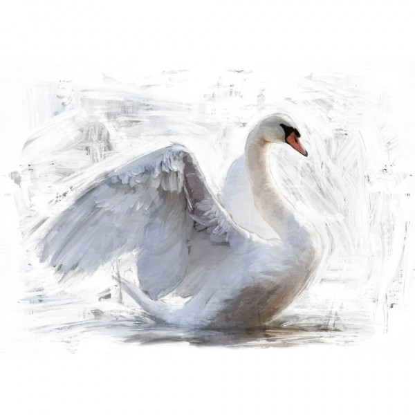 Reversed White Swan - Decoupage Papier