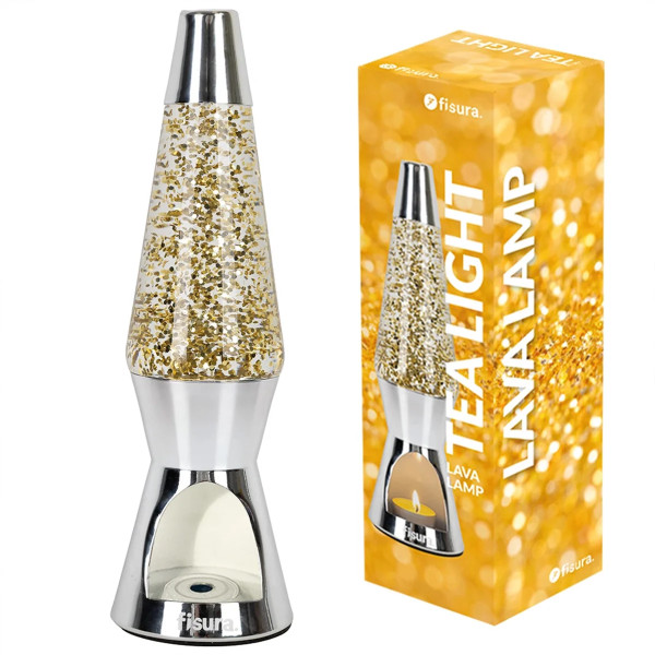 Lavalampe mit Kerze & Gold-Glitter
