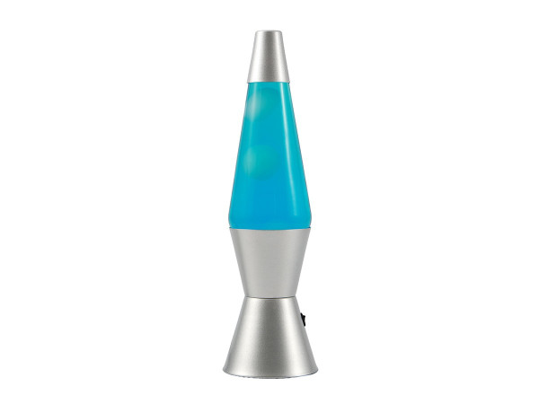 Lavalampe LED Silber, blaue Flüssigkeit & weißes Wachs