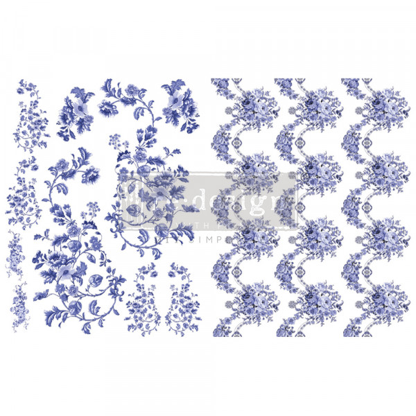 "Azure Florals II" - H2O Transfers