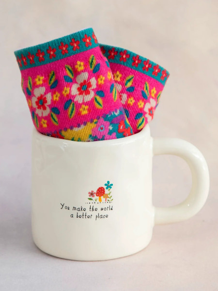 Geschenkset Tasse & Socken "you make the world"