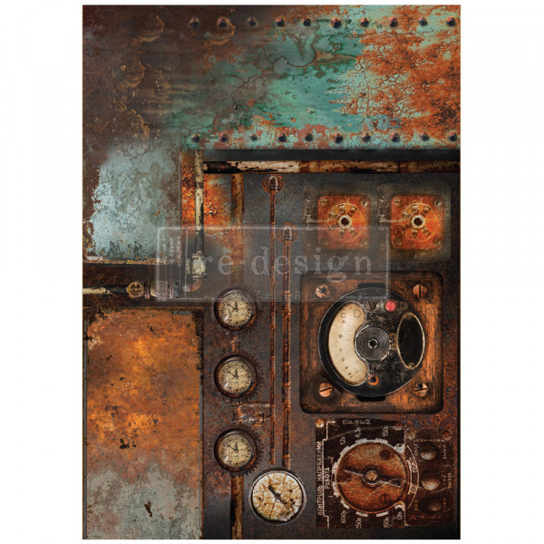 "Aged Machinery Elegance" - A1 Decoupage Fiber Paper