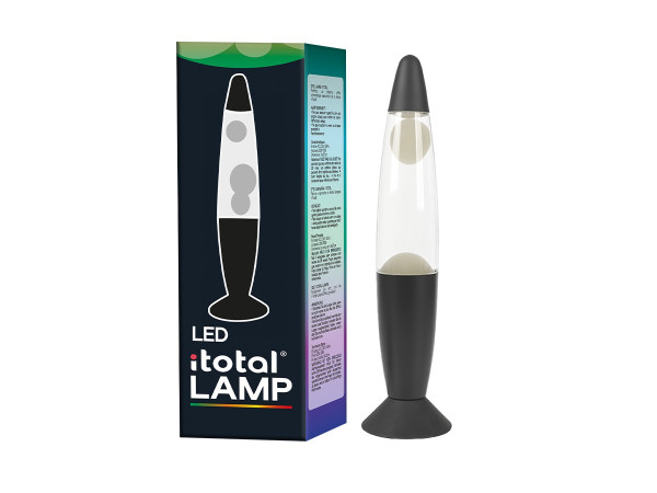 Bullet LED Lavalampe mit Farbwechsel – schwarzer Sockel & weißes Wachs