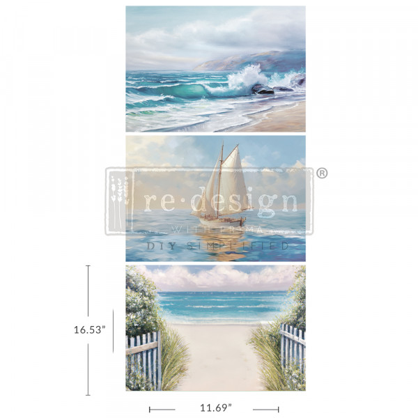 3er Set Découpage Paper "Seascape Melody"