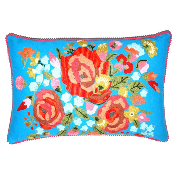 Blumen - Kissen blau